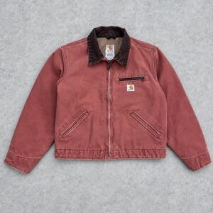 Carhartt Detroit Jacket WJ097 VRS Women Small Rose Red Faded Canvas Vintage Y2K